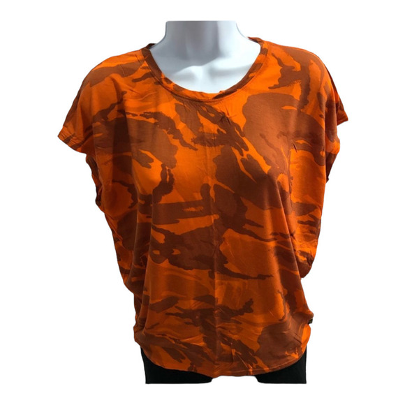 Michael Michael Kors Women's Orange Camo Cap Sleeve Tee Top Blouse Size XS - Picture 1 of 4